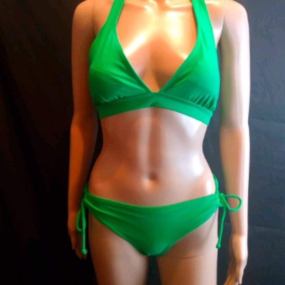 Green Halter Tie Bikini - Women Swim Bikini top